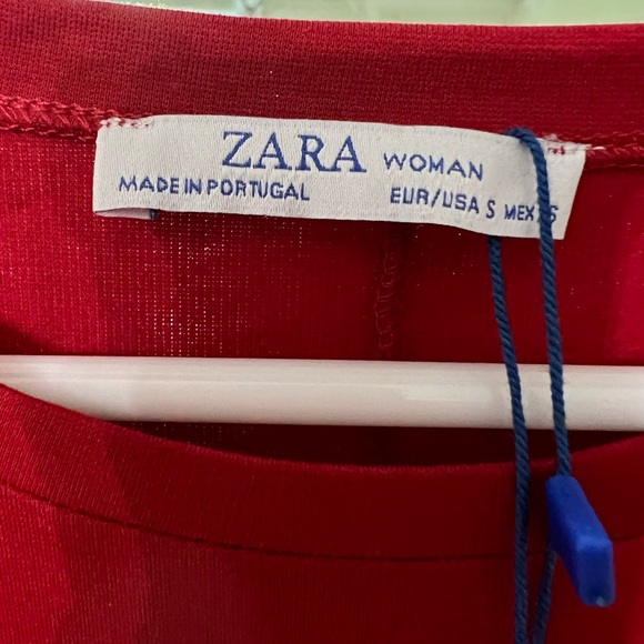❤️NWT❤️Zara Red Drop Waist Short Sleeve Dress Size Small - Picture 4 of 4